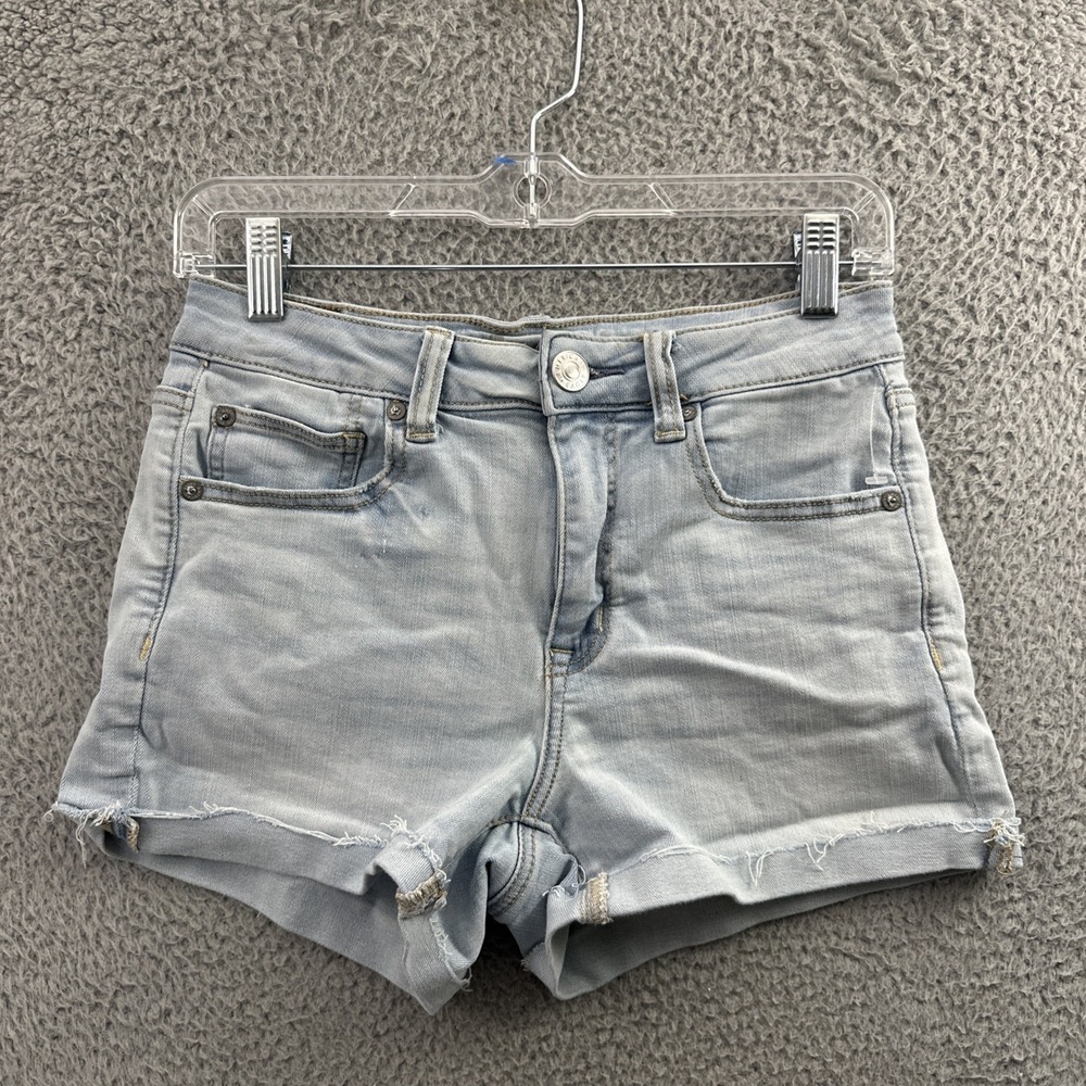 American Eagle Hi Rise Shortie Shorts Denim Jean Cut Off Festival Women's 6
